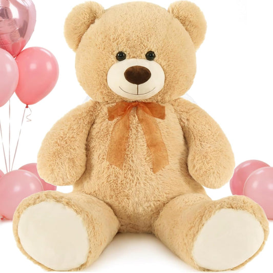 3Ft Giant Teddy Bear Stuffed Animal - Large Tan Bear for Kids, Baby Showers, and Special Occasions