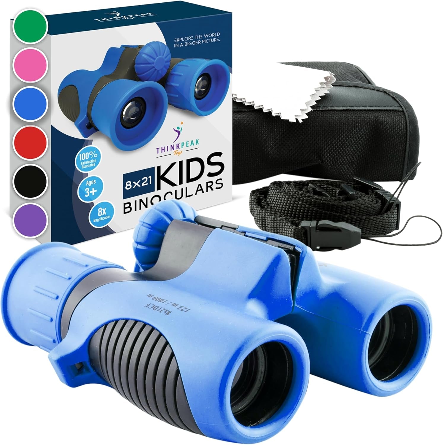Think Peak Blue Binoculars - Compact Outdoor Adventure and STEM Educational Tool for Children Aged 3-12, Perfect for Bird Watching, Camping, and Nature Exploration