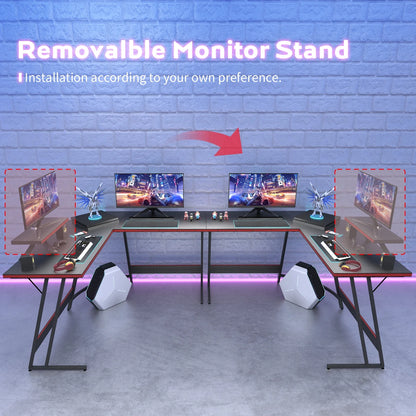 51.2" L-Shaped Gaming Desk with Carbon Fiber Surface, Black