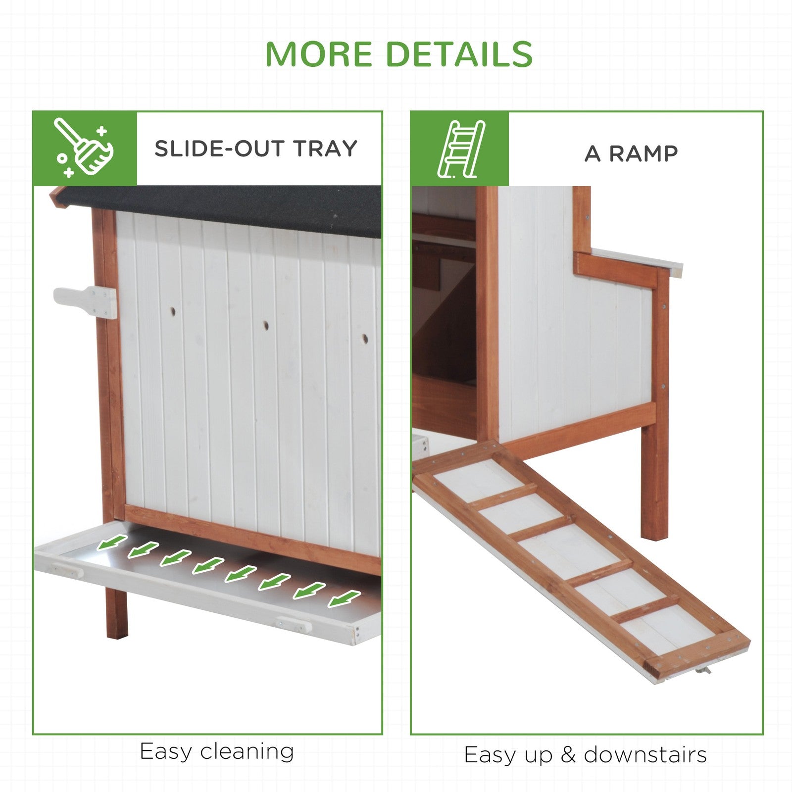 Chicken Coop Hen Cage Poultry Hutch Nesting Box Roof Wooden Large House Door