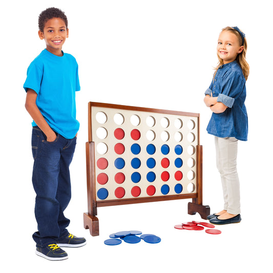 4-In-A-Row--Giant Classic Wooden Game for Indoor and Outdoor Play--2 Player Strategy and Skill Fun Backyard Lawn Toy for Kids and Adults by