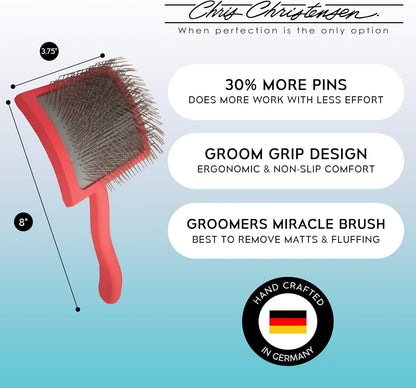 Big G Dog Slicker Brush for Dogs (Goldendoodles, Labradoodles, Poodles), Groom like a Professional, Fluff Detangle Style, Saves Time Energy, Coral, Large