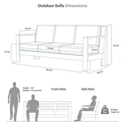 Logan Outdoor Sofa with Tan Cushions and Teak Frame