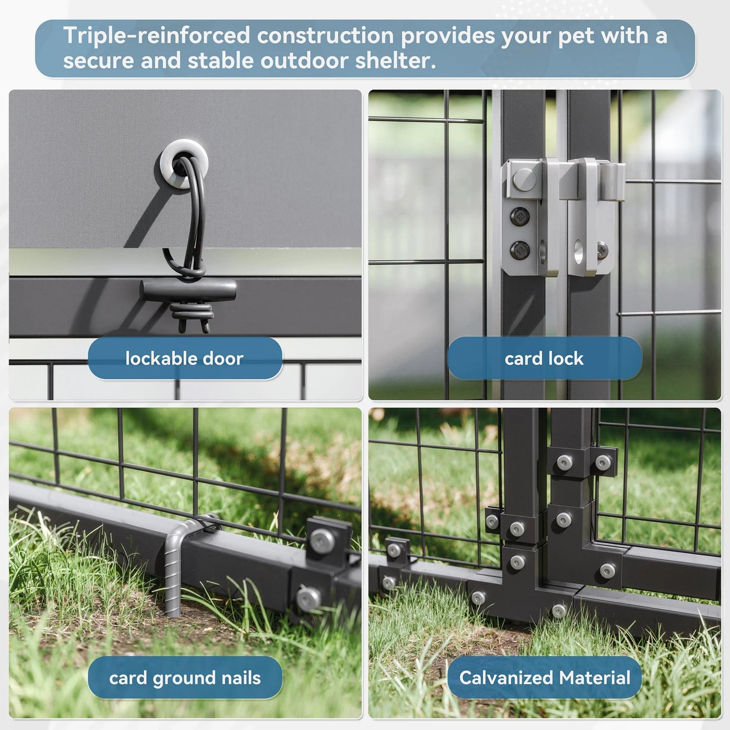 Dog Kennel Outdoor Heavy Duty Chicken Run with Rain Cover