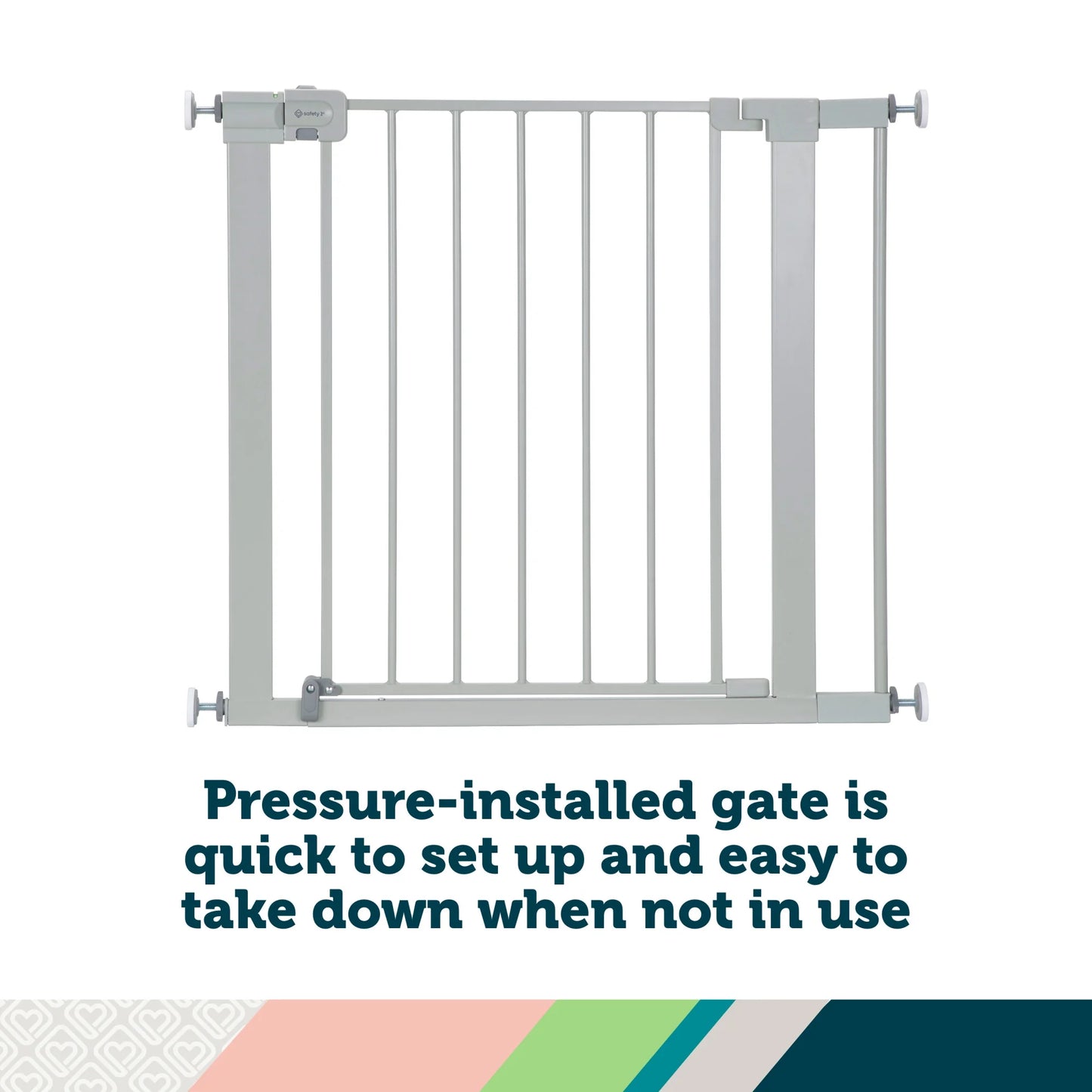 Pressure-Mounted Baby Gates for Doorways, Securetech® No-Drill Design with Integrated Door, Adjustable Width 29-38 Inches