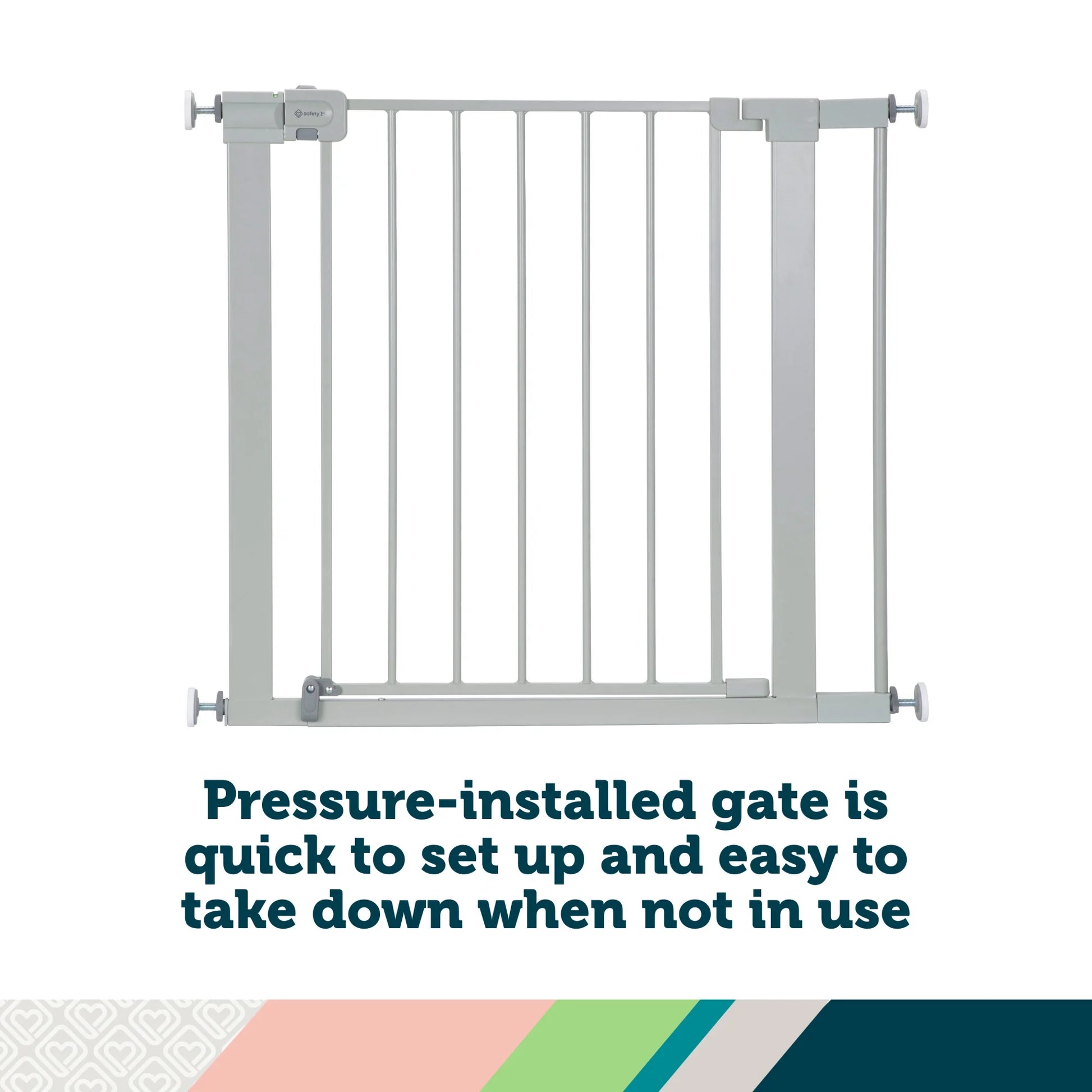 Pressure-Mounted Baby Gates for Doorways, Securetech® No-Drill Design with Integrated Door, Adjustable Width 29-38 Inches