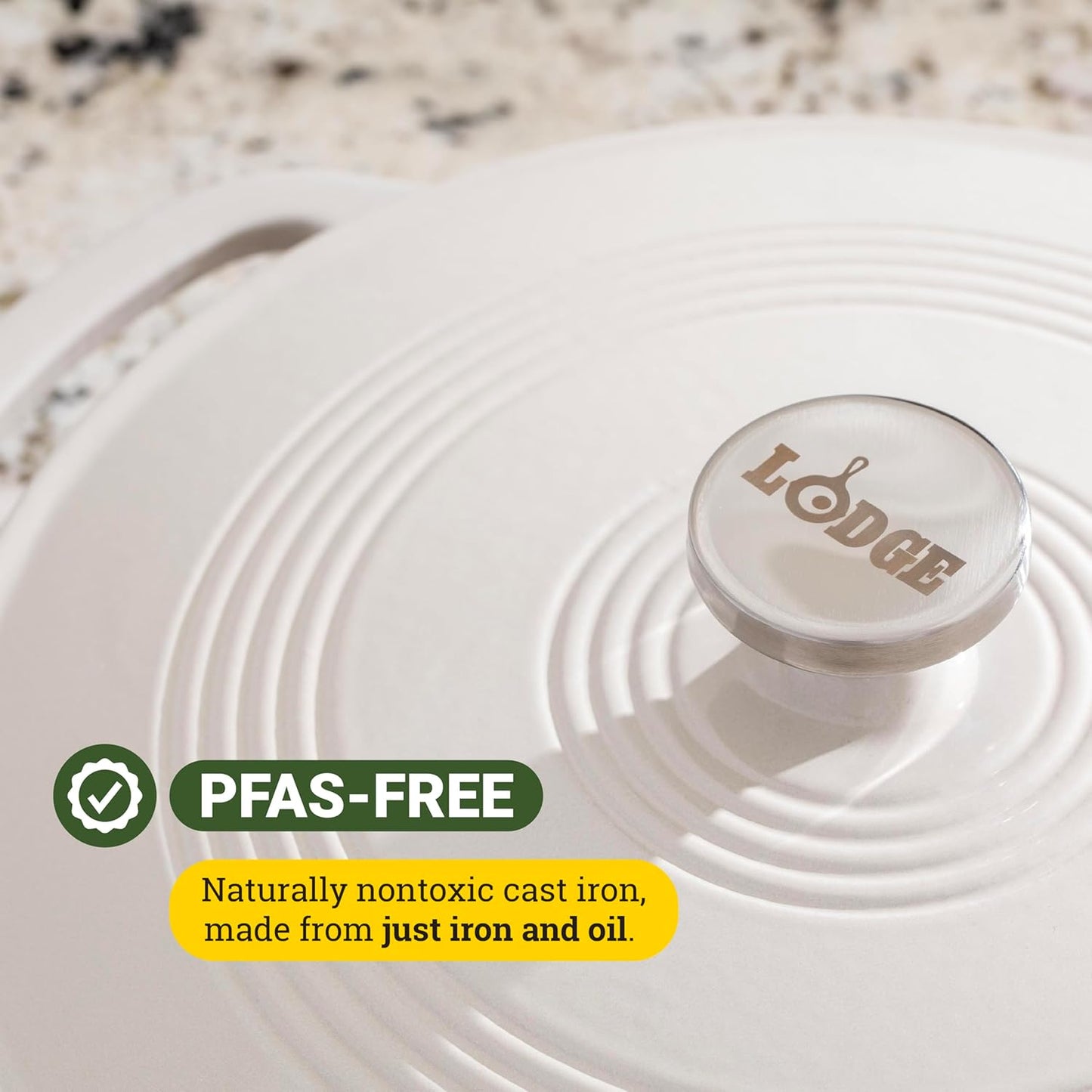 3.6 Quart Enameled Cast Iron round Casserole with Lid– Dual Handles – Oven Safe up to 500° F or on Stovetop - Use to Marinate, Cook, Bake, Refrigerate and Serve – Oyster White