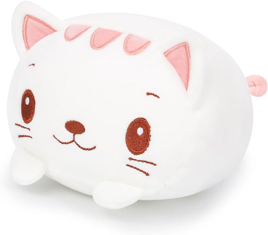 23.6-Inch Ultra-Soft Plush White Cat Cylindrical Body Pillow - Perfect Cartoon Hugging Companion