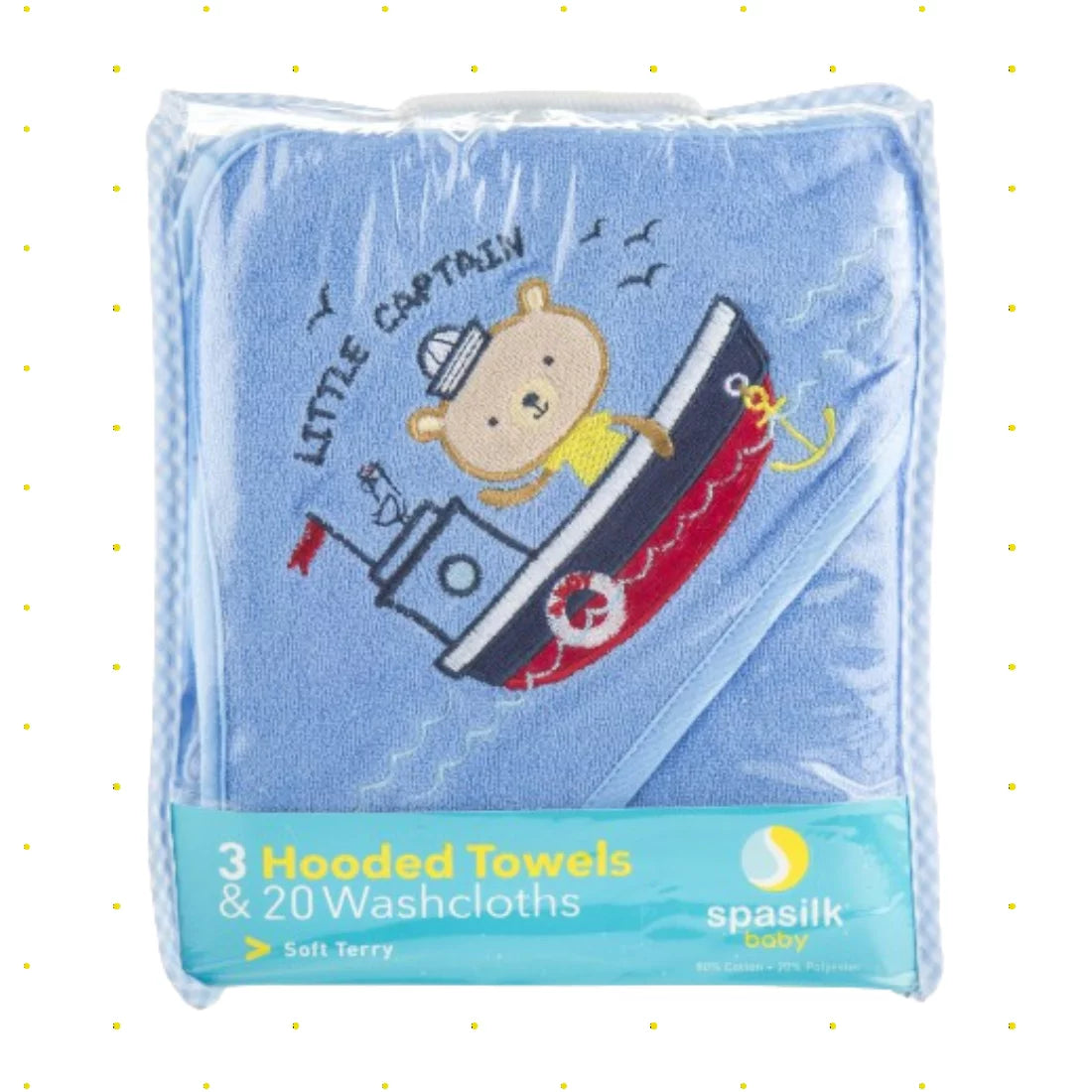 Navy Nautical 23-Piece Bath Hooded Towel and Washcloth Set for Infants