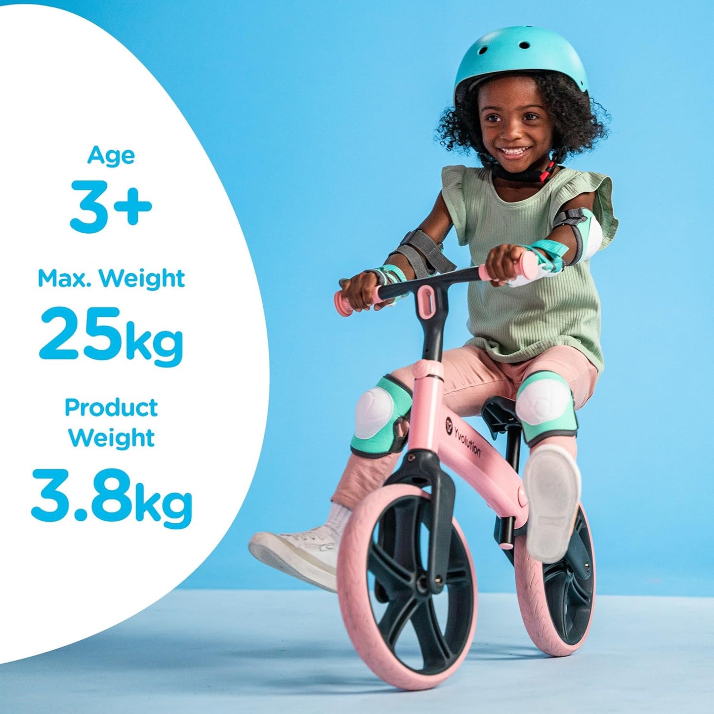 Y Velo Senior 12-Inch Balance Bike – No-Pedal Training Bicycle for Children Aged 3-5 – Adjustable Seat and Handlebar, Puncture-Proof Wheels, Supports Up to 55 Pounds