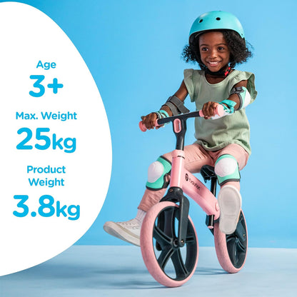 Y Velo Senior 12-Inch Balance Bike – No-Pedal Training Bicycle for Children Aged 3-5 – Adjustable Seat and Handlebar, Puncture-Proof Wheels, Supports Up to 55 Pounds