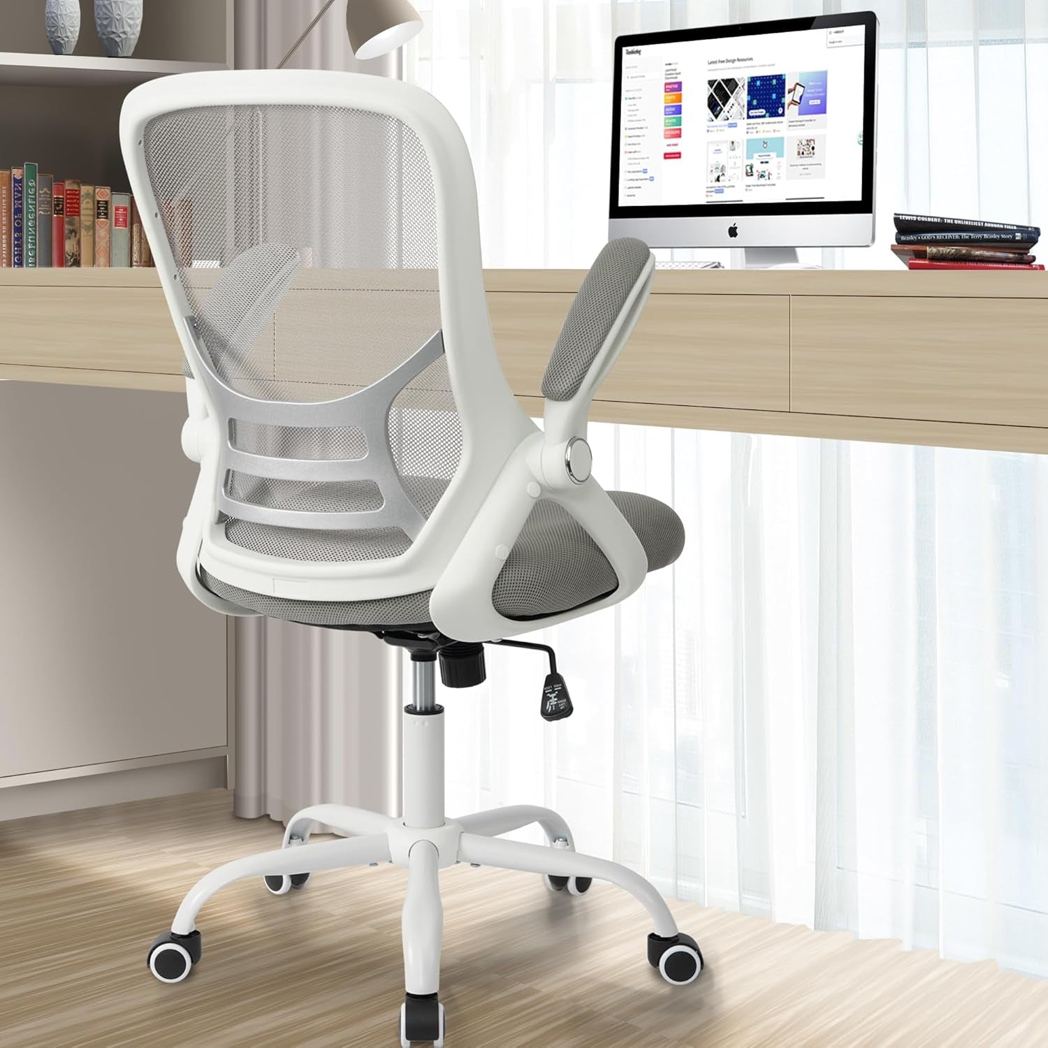 Ergonomic Mesh Executive Office Chair with Adjustable Armrests for Home and Professional Use (Grey)