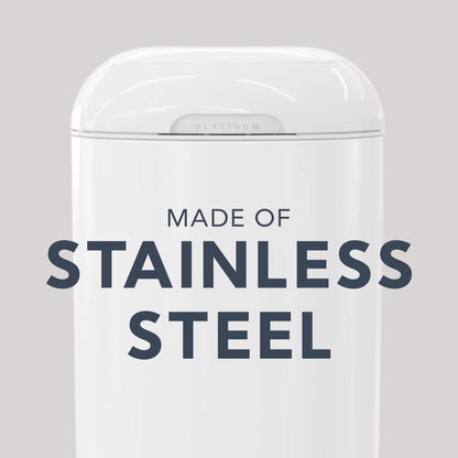 Platinum White Stainless Steel Diaper Disposal System with 18 Roll Bags for Infants