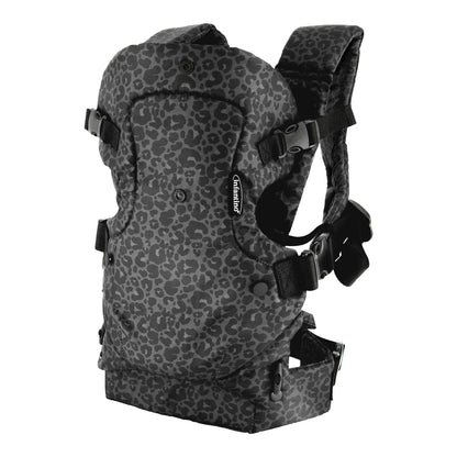 4-in-1 Convertible Baby Carrier - Unisex Multi-Position Design for Infants (0+ Months, 8-32 lbs) in Black and Gray Leopard Print