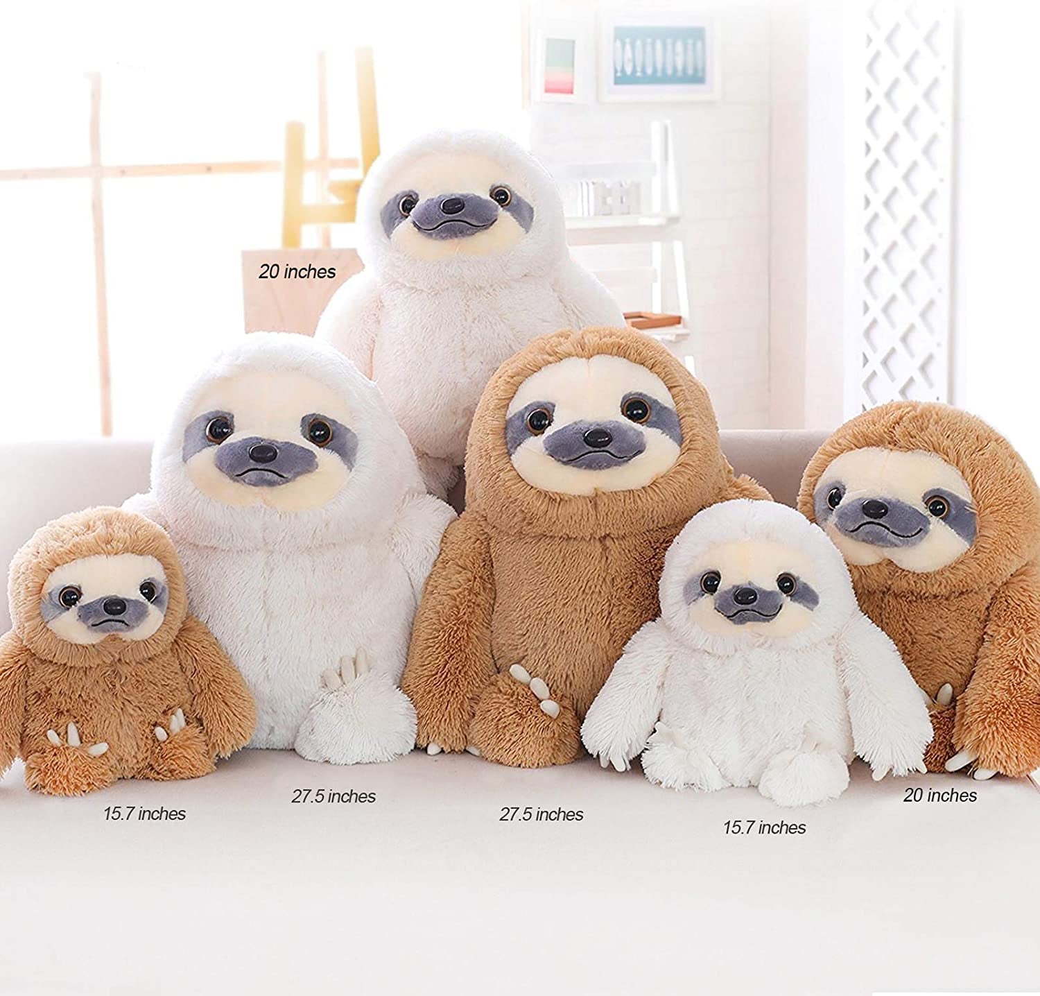 Ivory 15.7-Inch Plush Sloth Stuffed Animal - Ideal Birthday Gift for Children