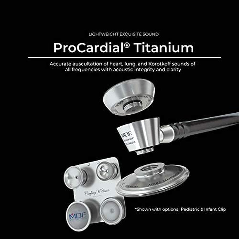 Pink Glitter Rose Gold Limited Edition Cardiology Stethoscope, Lightweight Titanium, Adult Dual Head, MDF797TPGLRG