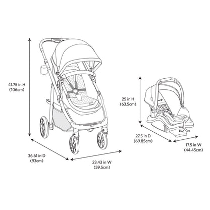 6-in-1 Modular Travel System for Infants and Toddlers in Black and Gold, Unisex Design