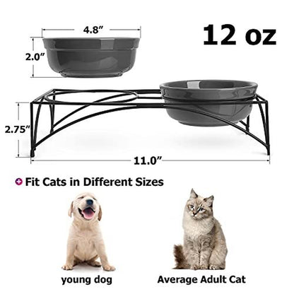 Elevated Pet Feeder with Dual Bowls for Dogs and Cats - Raised Stand for Food and Water