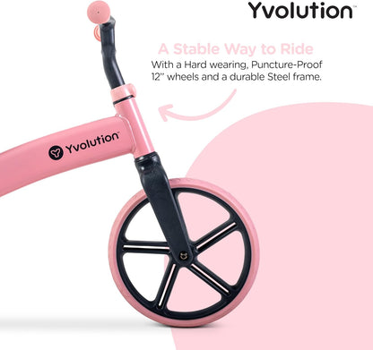 Y Velo Senior 12-Inch Balance Bike – No-Pedal Training Bicycle for Children Aged 3-5 – Adjustable Seat and Handlebar, Puncture-Proof Wheels, Supports Up to 55 Pounds