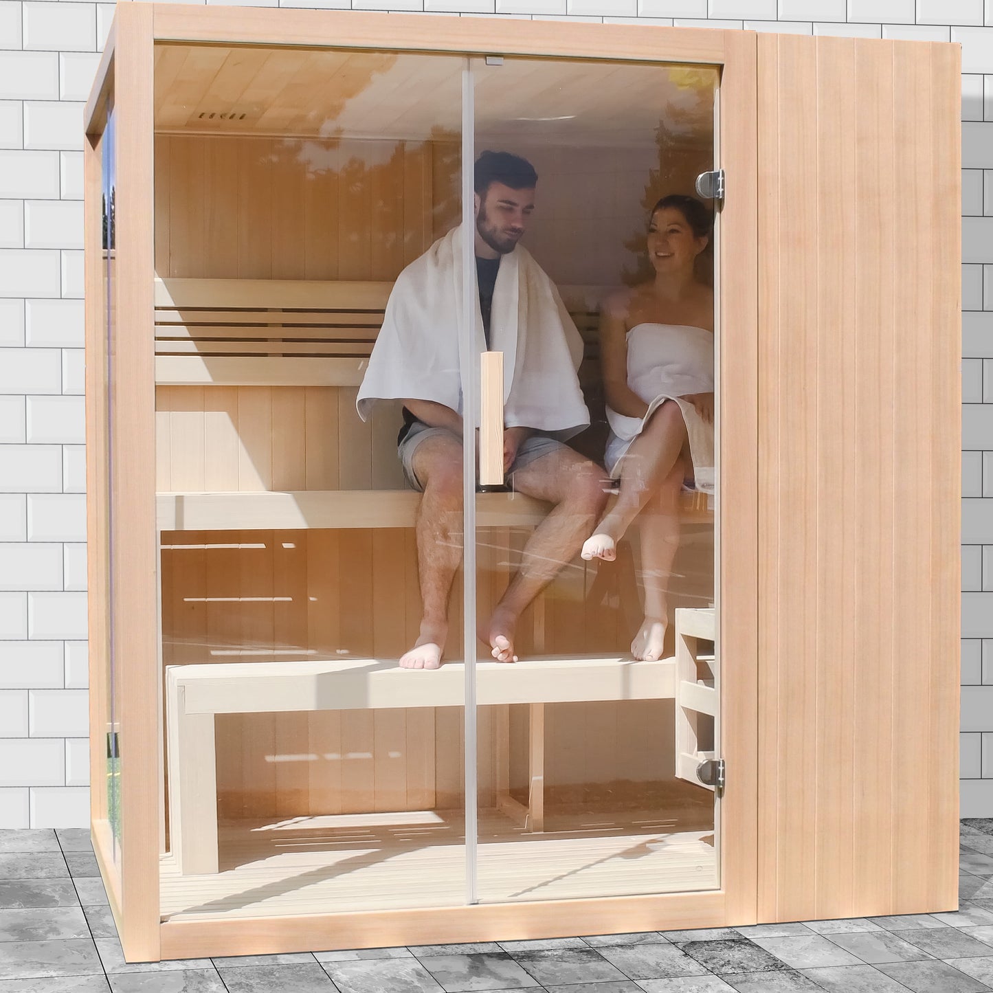 Canadian Hemlock Indoor Wet-Dry Sauna for 4-6 Persons with 4.5 kW UL Certified Heater