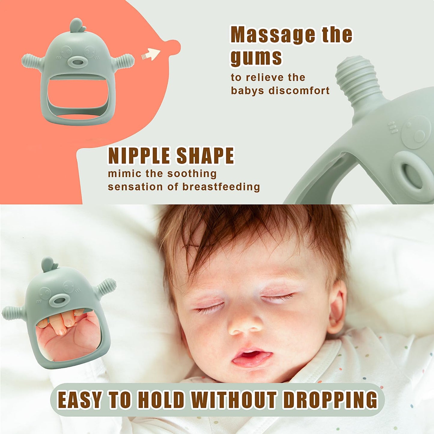 Baby Fruit Feeder and Breastmilk Popsicle Mold Set – 3-Pack Silicone Teething Relief Kit with Food Feeder Pacifier, Freezer Tray with Lid, and Baby Teether (Pea Green)