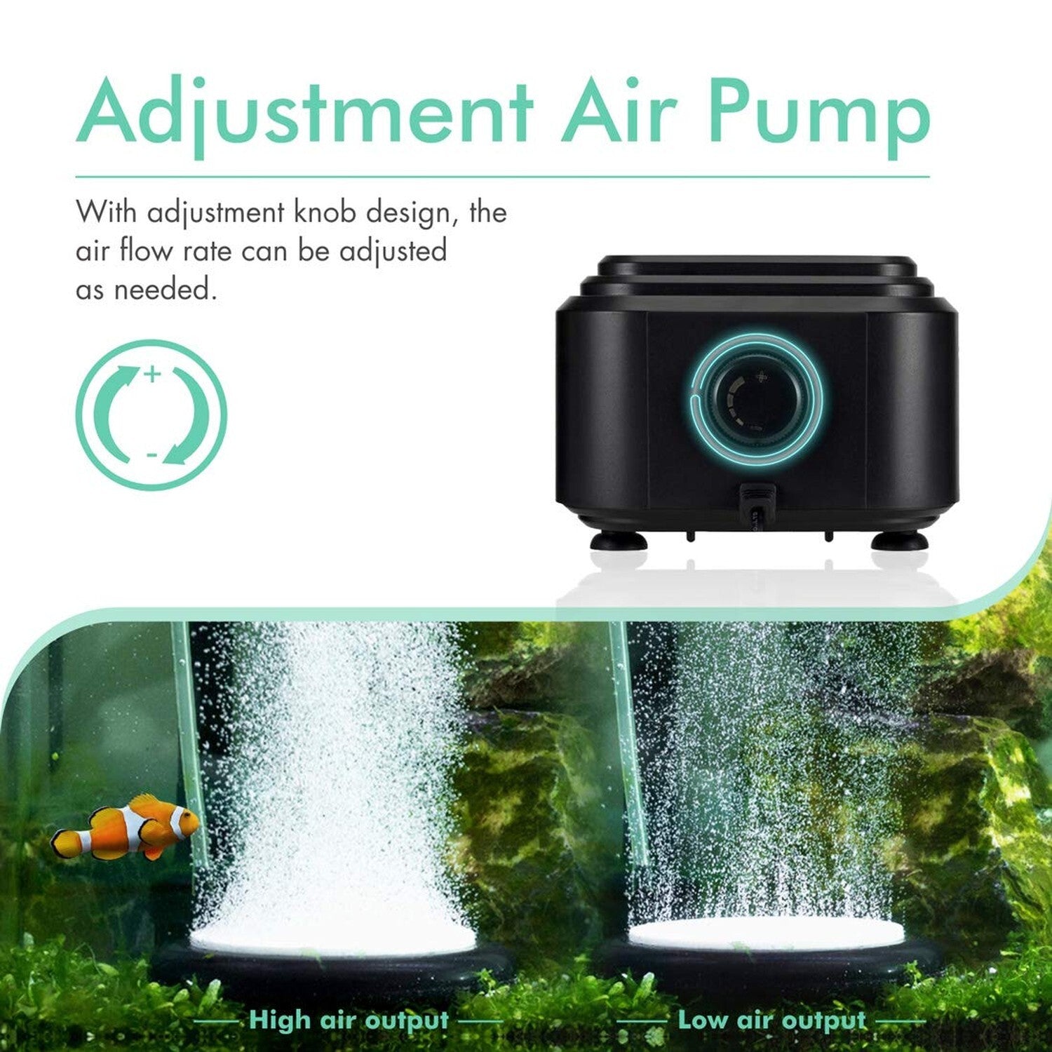 Hygger Quietest Aquarium Air Pump, Adjustable Oxygen Pump 2 Air Outlets Ultra...