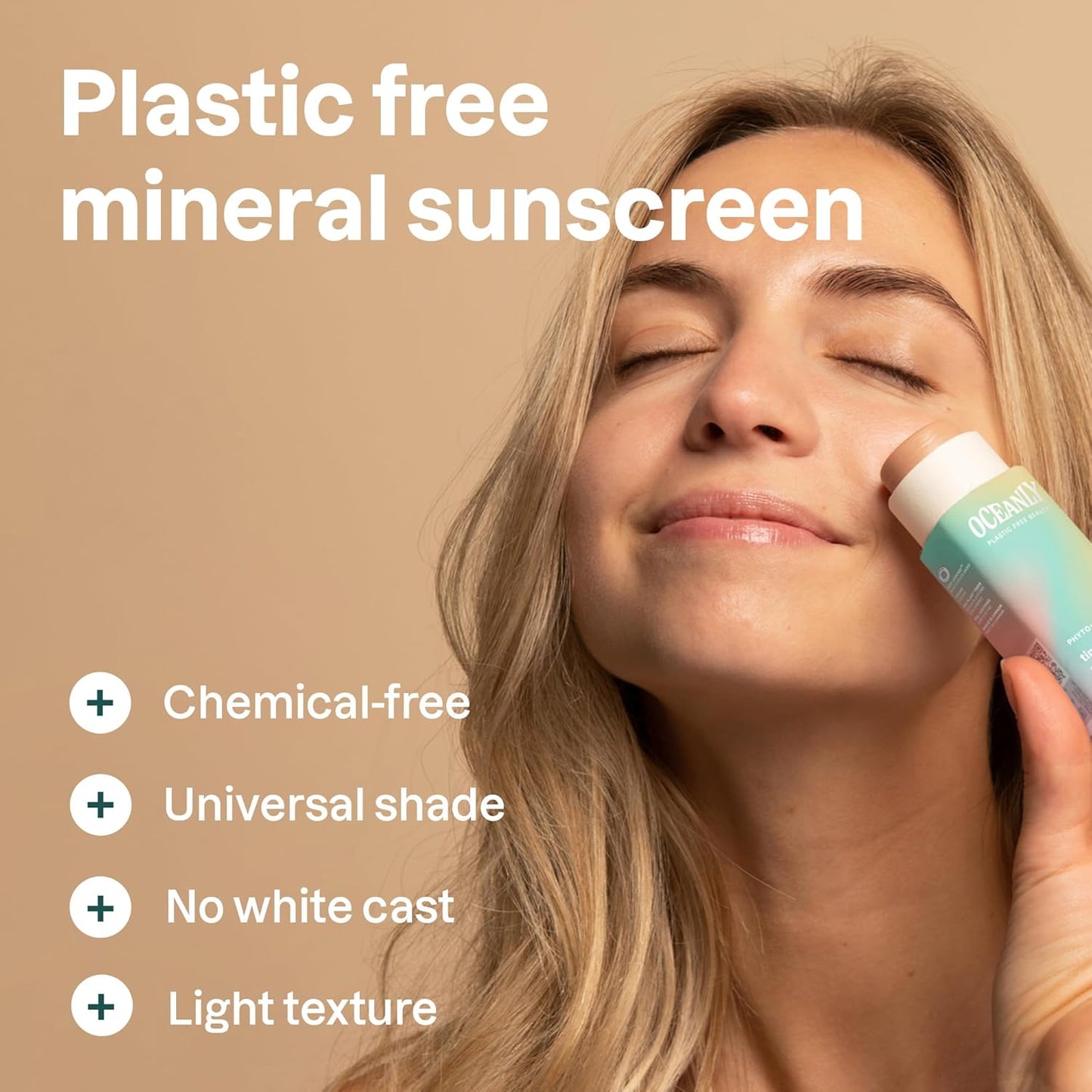 Oceanly Tinted Face Cream Stick with SPF 30, EWG Verified, Plastic-Free, Broad Spectrum UVA/UVB Protection with Zinc Oxide, Universal Tint, Unscented, 1 Ounce