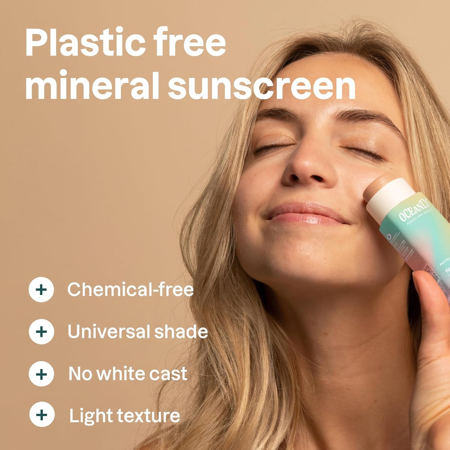 Oceanly Tinted Face Cream Stick with SPF 30, EWG Verified, Plastic-Free, Broad Spectrum UVA/UVB Protection with Zinc Oxide, Universal Tint, Unscented, 1 Ounce