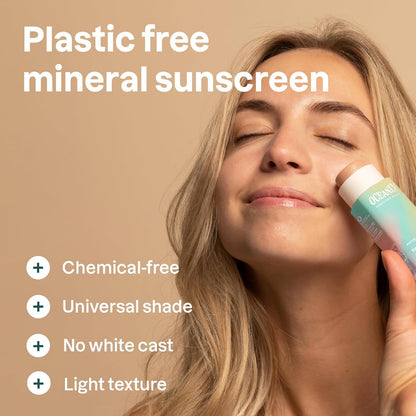 Oceanly Tinted Face Cream Stick with SPF 30, EWG Verified, Plastic-Free, Broad Spectrum UVA/UVB Protection with Zinc Oxide, Universal Tint, Unscented, 1 Ounce