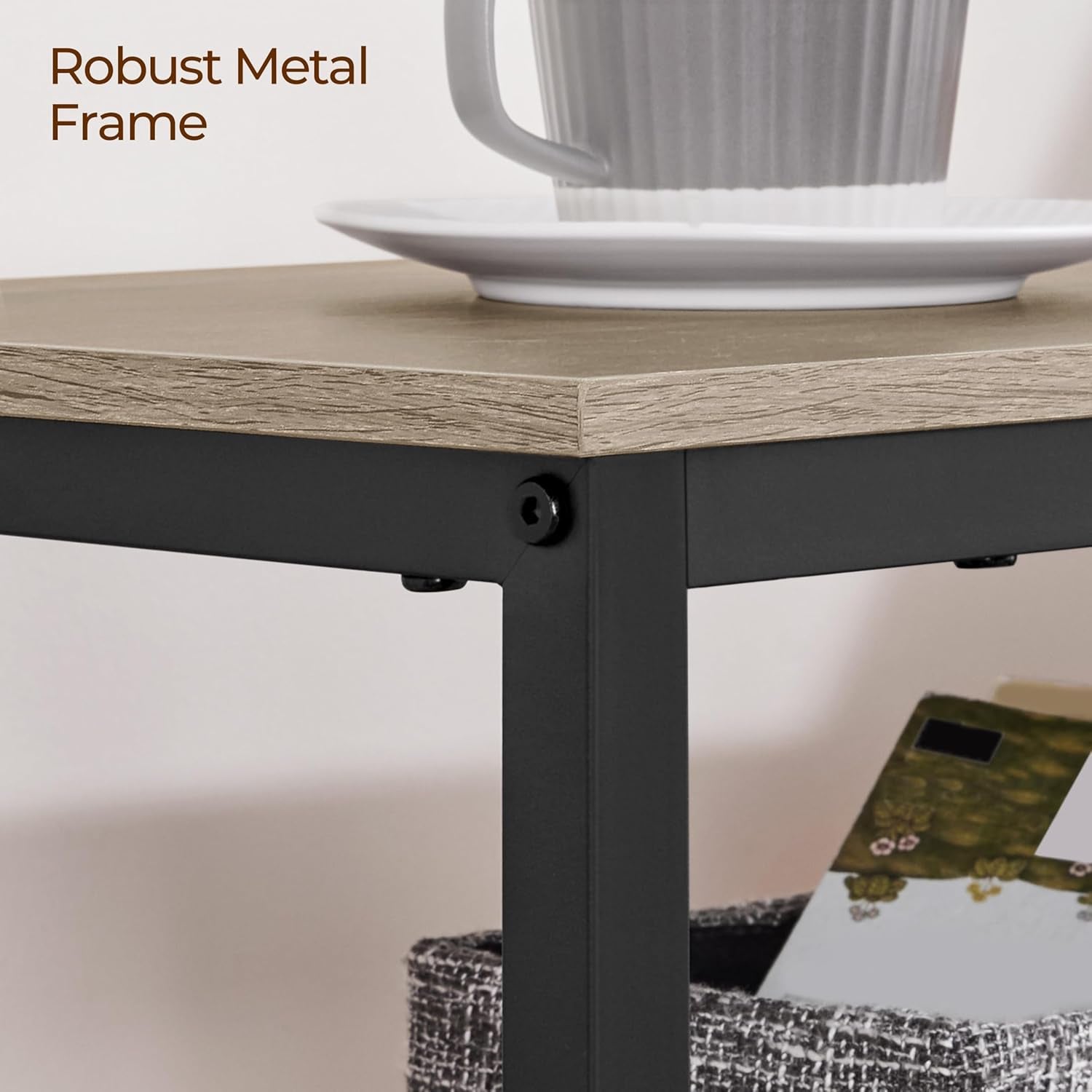 40-Inch Console Table with Storage Shelves and Metal Frame, Gray Wood Entryway and Living Room Table