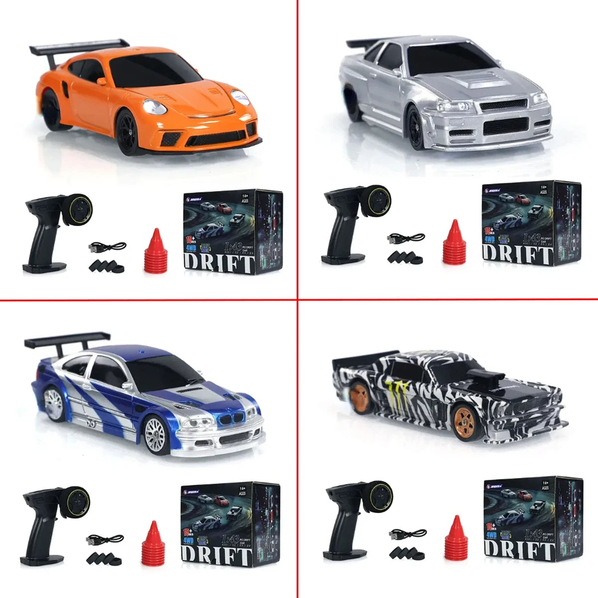 2.4G RC Drift Car 1/43 Scale 4WD High-Speed Remote Control Mini Racing Model