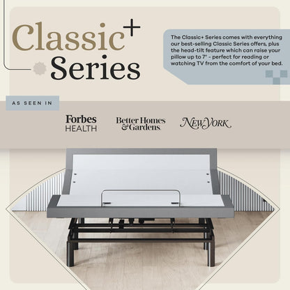 Harmony Adjustable Bed Base, Head and Foot Lift, Massage, Under-Bed Lights, USB, Memory, Zero Gravity Smart Frame - Queen