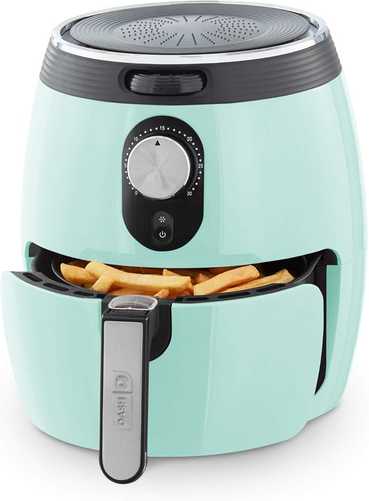 Deluxe Air Fryer -Has Aircrisp® Technology - Adjustable Temperature Control & Auto Shut-Off Feature - Compact Nonstick Basket - 3 Quarts - Aqua