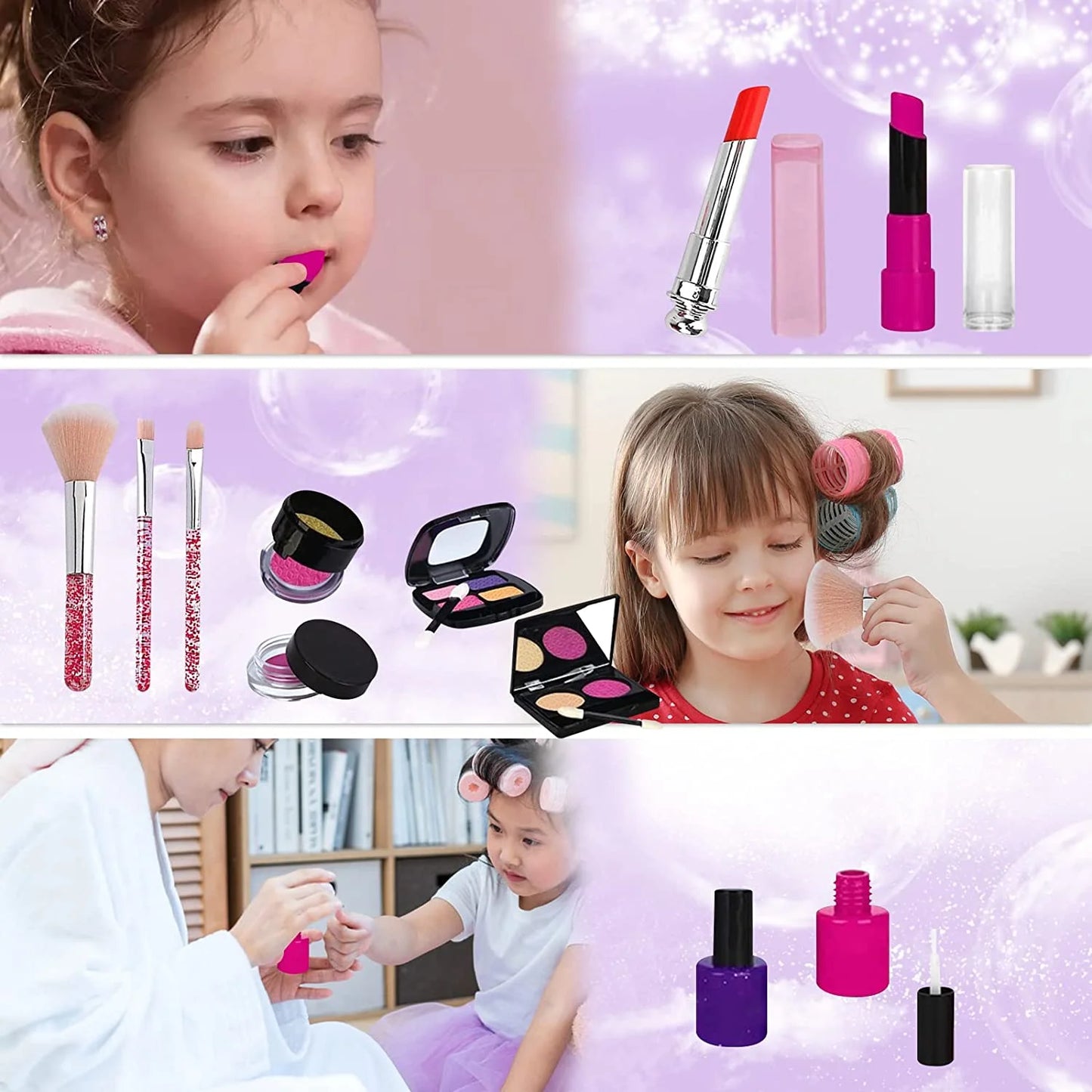 Kids Makeup Kit for Girl with Make up Remover - Non Toxic Play Princess Cosmetic Set - Ideal Birthday for Little Girls Ages 3+Year Old Children (Not Real Makeup)