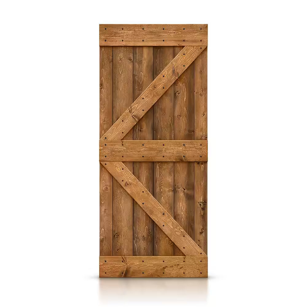 Distressed K 30 In. X 84 In. Walnut DIY Knotty Pine Wood Interior Sliding Barn Door Slab
