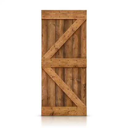 Distressed K 30 In. X 84 In. Walnut DIY Knotty Pine Wood Interior Sliding Barn Door Slab