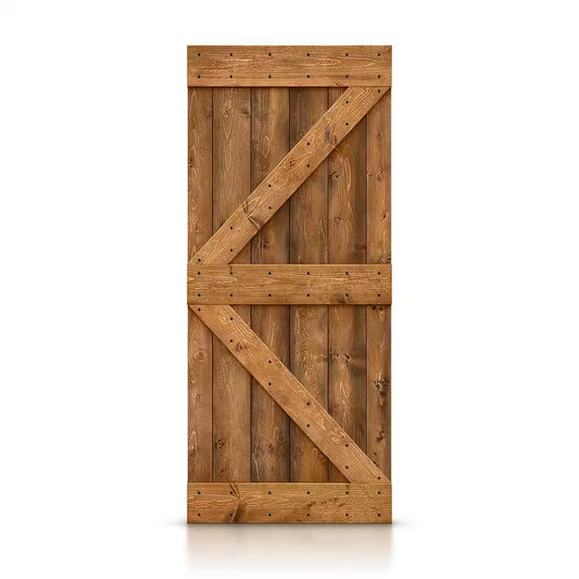 Distressed K 30 In. X 84 In. Walnut DIY Knotty Pine Wood Interior Sliding Barn Door Slab