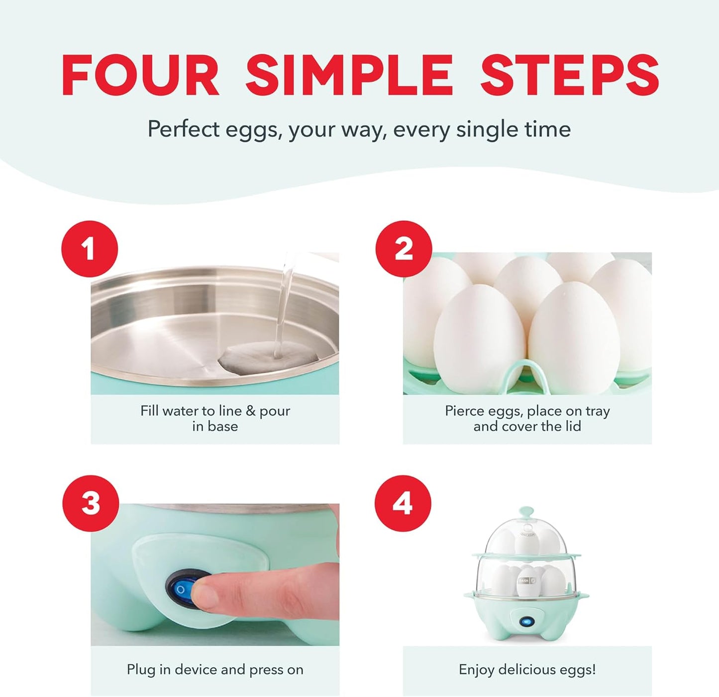 Deluxe Egg Cooker - Boiler, Poacher & Steamer - Includes Measuring & Recipe Guide - Dishwasher Safe - BPA Free - Holds 12 Eggs, Black