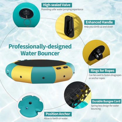 Goplus 12FT Inflatable Water Bouncer Splash Padded Water Trampoline