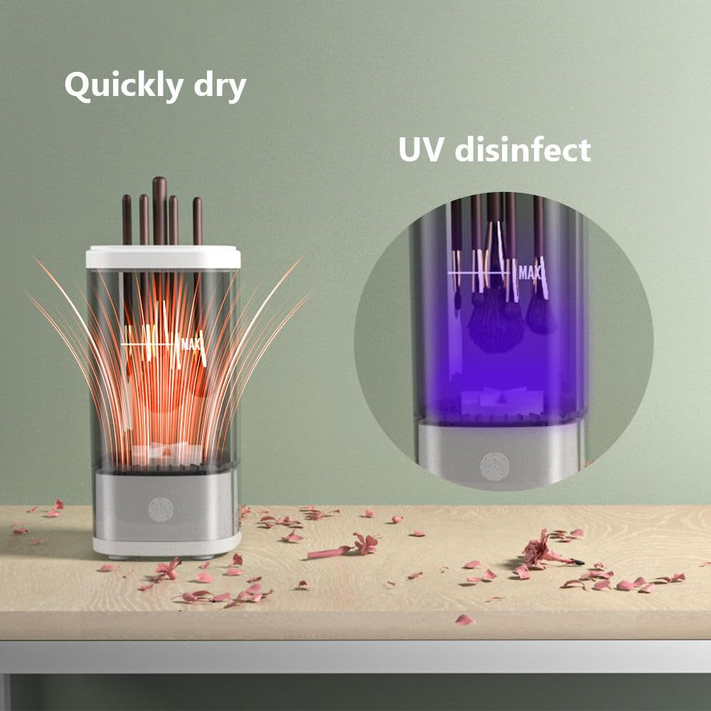 Makeup Brush Cleaner,  Premium Electric Makeup Brush and Sponge Cleaner Machine Super-Fast Dry and Deep Clean, Automatic Makeup Brush Cleaner Solution for Makeup Brushes & Tools