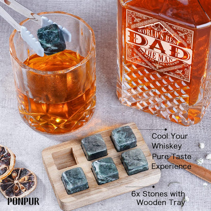 Gifts for Men Dad Stocking Stuffers, Whiskey Decanter Set with 2 Glasses, Unique Cool Dad Birthday Gift from Daughter Son, Best Christmas Retirement Present for Man Father