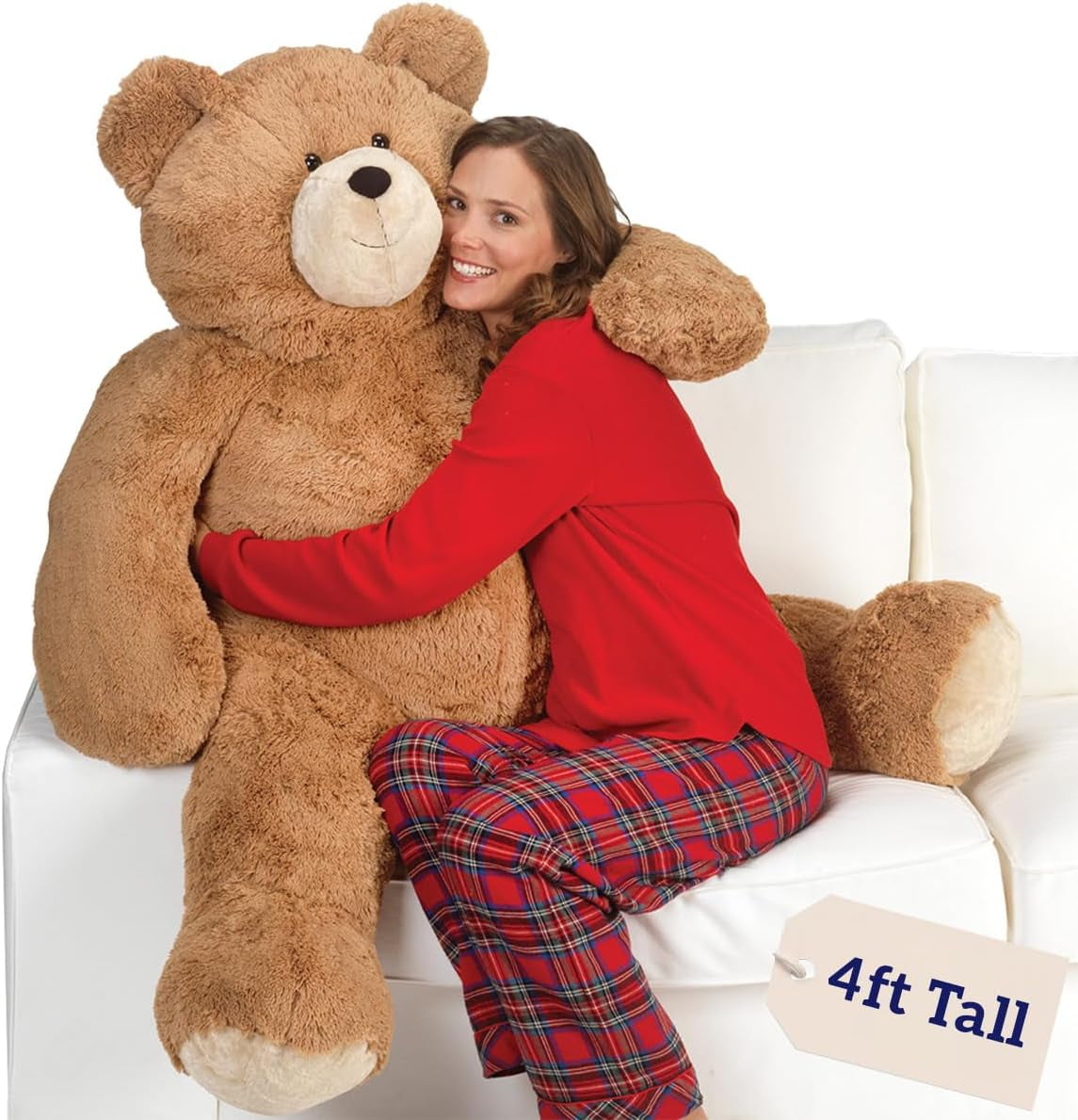 4FT Eco-Friendly Giant Teddy Bear | Handmade in the USA with 100% Recycled Filling | Each Plush Saves 200 Plastic Bottles from Landfills
