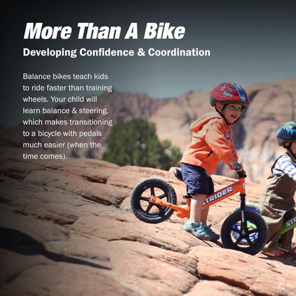 12-Inch Balance Bicycle for Children Ages 1 to 4 - Features Safety Pad, Padded Seat, Mini Grips, and Flat-Free Tires - Easy Tool-Free Assembly and Adjustments