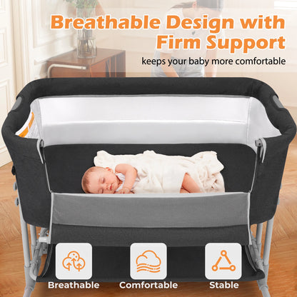Bassinet Bedside Sleeper for Infants (0-5 Months) - Unisex Dark Gray