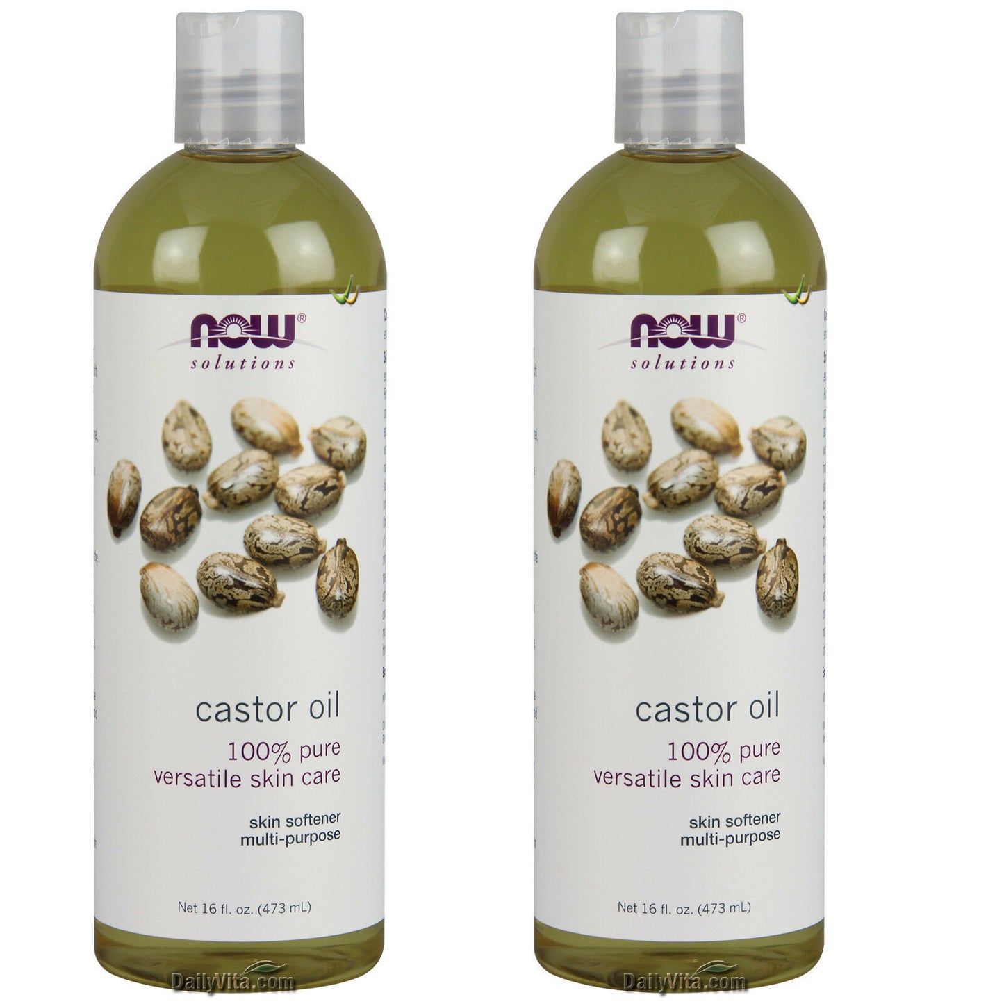 2 X NOW Castor Oil 16 Fl Oz FRESH MADE in USA FREE SHIPPING