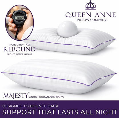 Hotel Collection Premium Hypoallergenic Down Alternative Pillows - Queen Size (Set of 2) - Exceptional Comfort, Made in the USA