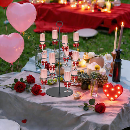 Elegant 3-Tier Cocktail Tree Stand for Events - 12 Holder Drink Tower for Wine Glasses, Champagne, and Martinis - Ideal for Mimosa Bars, Bridal Showers, and Brunch Parties
