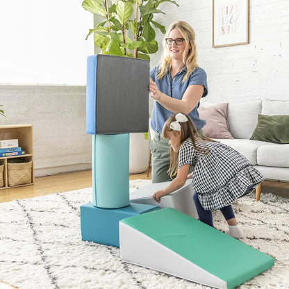 Softzone Contemporary 5-Piece Climbing and Crawling Playset with Building Blocks