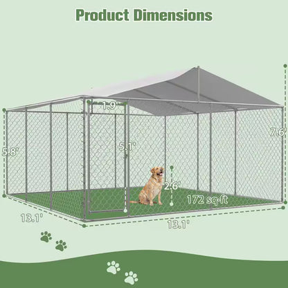 Outdoor Heavy-Duty Large Dog Kennel and Pet Playpen - 13 Ft. x 13 Ft. x 7.6 Ft. (Wall Height: 5.8 Ft.)