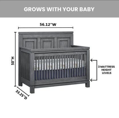Manchester 4-in-1 Convertible Crib in Rustic Gray, GREENGUARD Gold Certified for Enhanced Safety and Quality